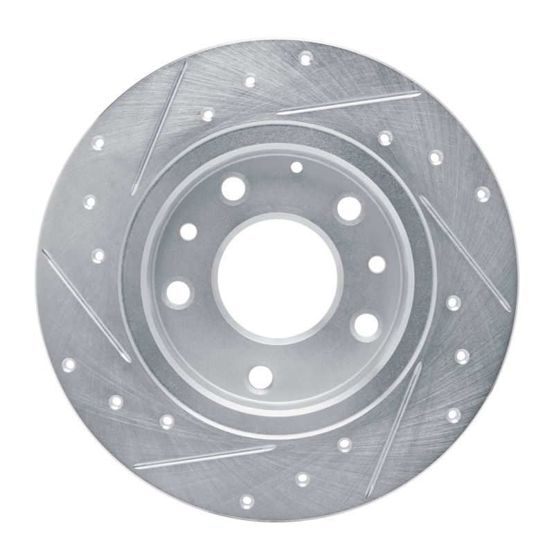 Mazda 3 Brake Rotor (1) - Rear Right - R1 Concepts - Drilled & Slotted - Silver - `14-`25